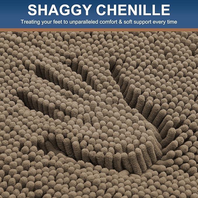 Smiry Luxury Chenille Bathroom Rugs 44x32, Extra Soft and Absorbent Shaggy Bath Mat, Machine Washable, Non-Slip Plush Carpet Runner for Tub, Shower, and Floor, Home Decor Accessories, Camel - ModernBath