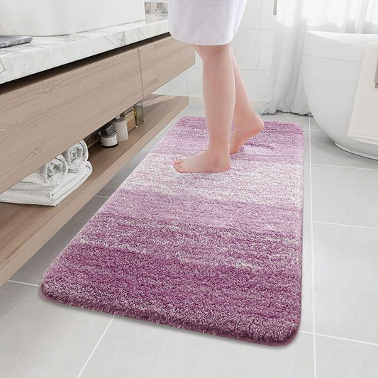 Arotive Microfiber Bathroom Rugs, Shaggy Soft and Absorbent Bath Rug, Non-Slip, Thick Plush Machine Washable Dry Bath Mats for Bathroom, Tub and Shower, 47x24, Purple, Rectangular - ModernBath