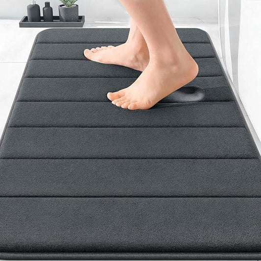 OLANLY Memory Foam Bath Mat 30x20, Super Soft Absorbent Bathroom Rugs, Quick Dry, Machine Washable Shower Floor Rugs, Bathmat Carpet, Bathroom Home Decor Accessories, Dark Gray - ModernBath