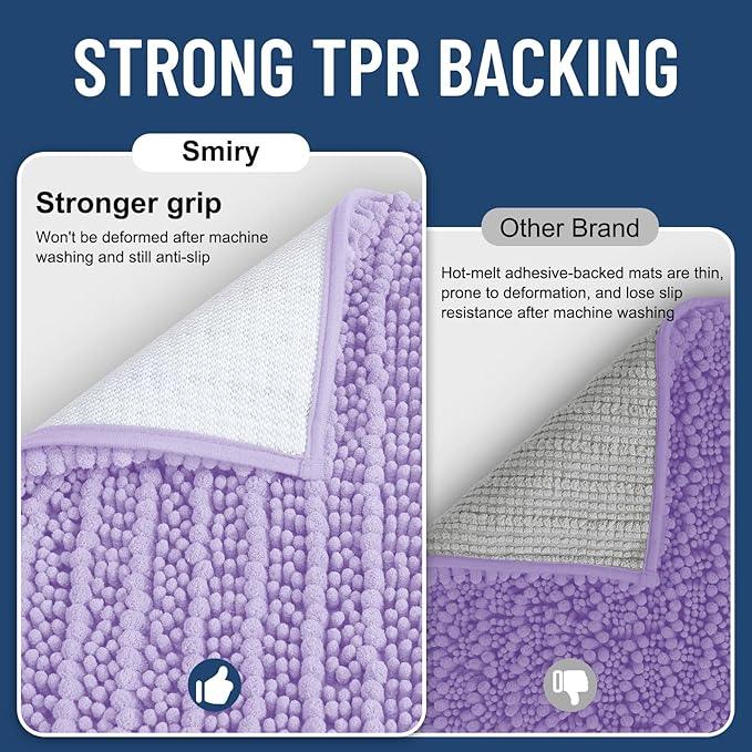 Smiry Bathroom Rugs Mat 36x24, Extra Soft Absorbent Chenille Bath Rugs, Non Slip Rubber Backing Machine Washable Quick Dry Bath Mats for Bathroom Floor, Tub, Shower, Home Decor Accessories, Purple - ModernBath