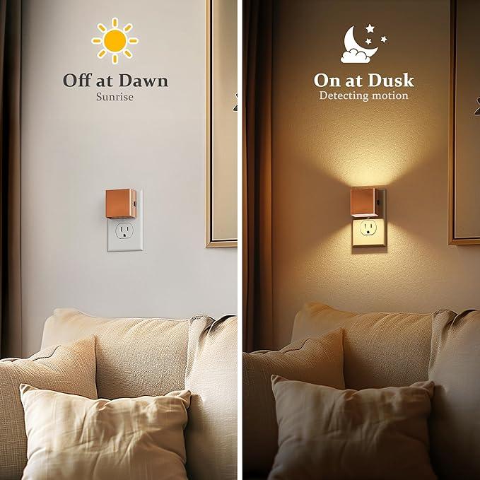 JandCase Night Light,Automatic Night Lights Plug into Wall,Dusk to Dawn,2 Pack Soft White 3000K Brightness Adjustable Nightlight for Kids Bedroom Bathroom Hallway Kitchen - ModernBath