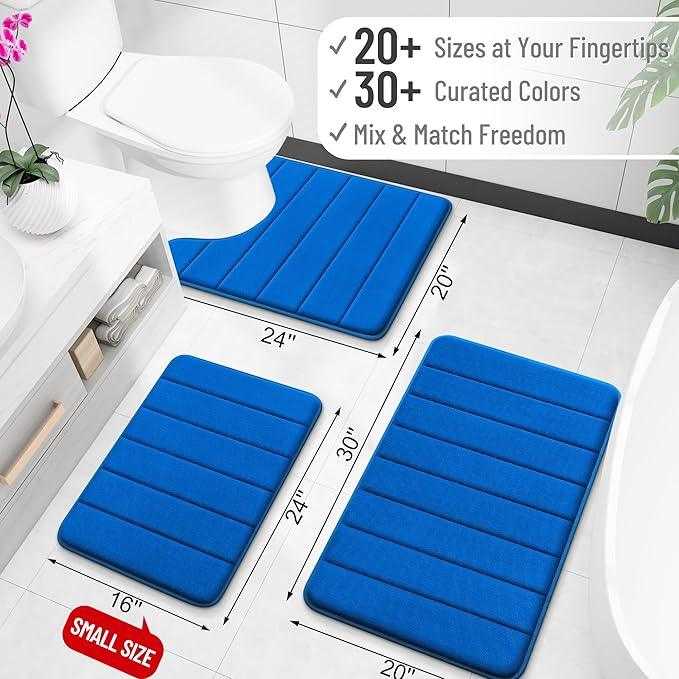 OLANLY Memory Foam Long Bathroom Rugs Runner 70x24, Super Soft Absorbent Bath Mat, Quick Dry, Machine Washable Shower Floor Rugs, Bathmat Carpet, Bathroom Home Decor Accessories, Royal Blue - ModernBath