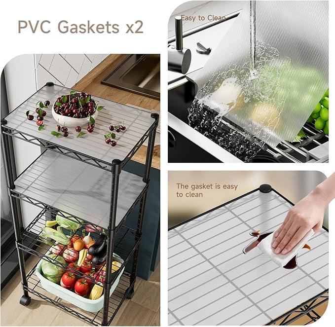 4 Tier Adjustable Storage Shelves Heavy Duty Metal Utility Shelf Wire Shelving Unit Organizer Rack for Home Kitchen Office Bathroom Pantry Room 12" D x 18" W x 44.5" H - ModernBath