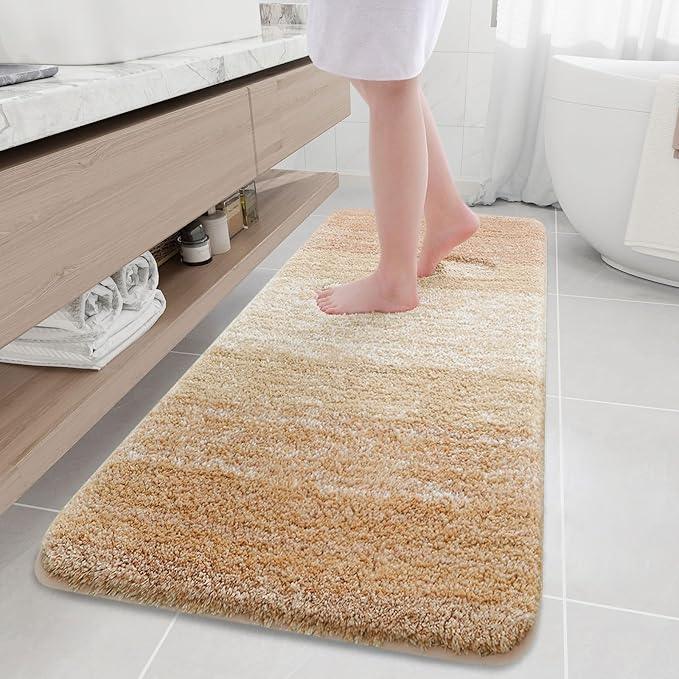 Arotive Microfiber Bathroom Rugs, Shaggy Soft and Absorbent Bath Rug, Non-Slip, Thick Plush Machine Washable Dry Bath Mats for Bathroom, Tub and Shower, 70x24, Beige, Rectangular - ModernBath