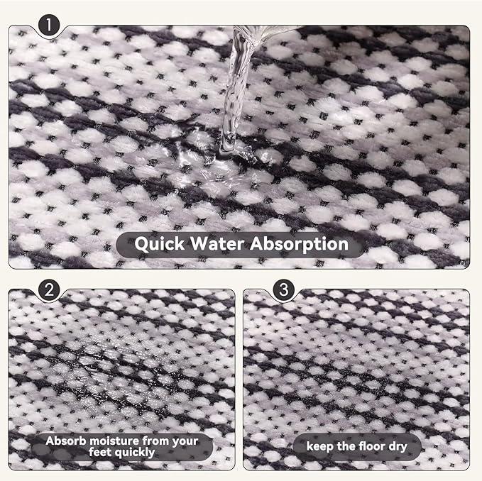 YDKGL Bathroom Rugs Mat,Soft and Absorbent Chenille Bath Rugs, Ultra Thin Non-Slip Bath Carpet, Machine Wash Dry,Braided Bath Mat for Bathroom Floor,Tub and Shower, （Grey 24x35） - ModernBath