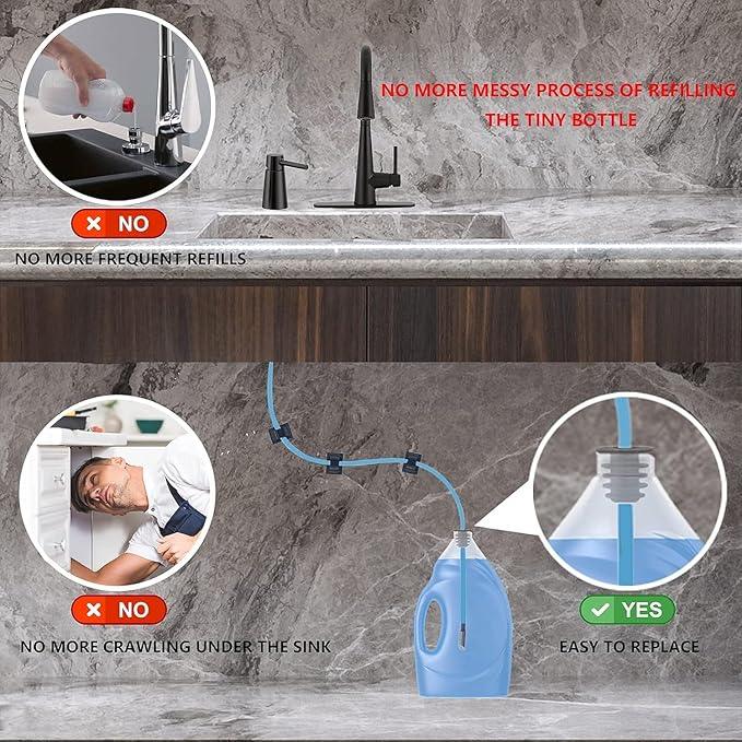 Sink Soap Dispenser Extension Tube Kit with Upgraded Check Valve, with 47" Under Counter Soap Dispenser Tube for Kitchen Sink, Powerful Suction for Countertop Kitchen Sink Accessories - ModernBath