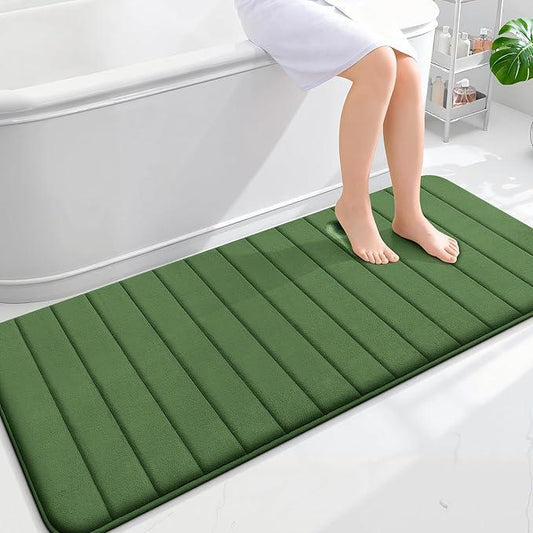 OLANLY Memory Foam Long Bathroom Rugs Runner 59x24, Super Soft Absorbent Bath Mat, Quick Dry, Machine Washable Shower Floor Rugs, Bathmat Carpet, Bathroom Home Decor Accessories, Olive Green - ModernBath