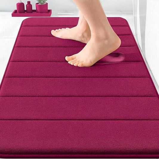 OLANLY Memory Foam Bath Mat 30x20, Super Soft Absorbent Bathroom Rugs, Quick Dry, Machine Washable Shower Floor Rugs, Bathmat Carpet, Bathroom Home Decor Accessories, Burgundy - ModernBath