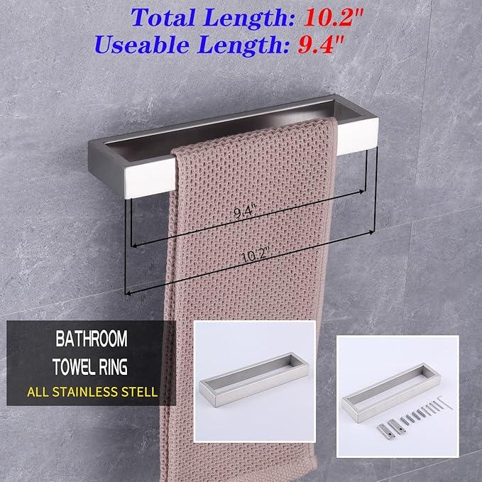 GERZWY Contemporary Stainless Steel Wall Mounted 2-Piece Bathroom Hardware Set - Towel Rings Toilet Paper Holder, Brushed Finish HG1708-2LS - ModernBath