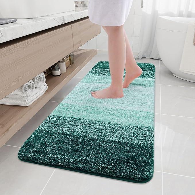 Arotive Microfiber Bathroom Rugs, Shaggy Soft and Absorbent Bath Rug, Non-Slip, Thick Plush Machine Washable Dry Bath Mats for Bathroom, Tub and Shower, 59x20, Dark Green, Rectangular - ModernBath
