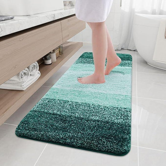 Arotive Microfiber Bathroom Rugs, Shaggy Soft and Absorbent Bath Rug, Non-Slip, Thick Plush Machine Washable Dry Bath Mats for Bathroom, Tub and Shower, 59x20, Dark Green, Rectangular - ModernBath