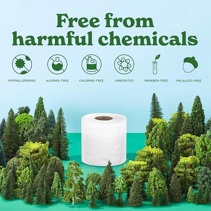 Caboo Tree Free Toilet Paper, Septic Safe Bath Tissue, Soft 2 Ply Sheets, 300 Sheets Per Roll, 16 Double Rolls - ModernBath