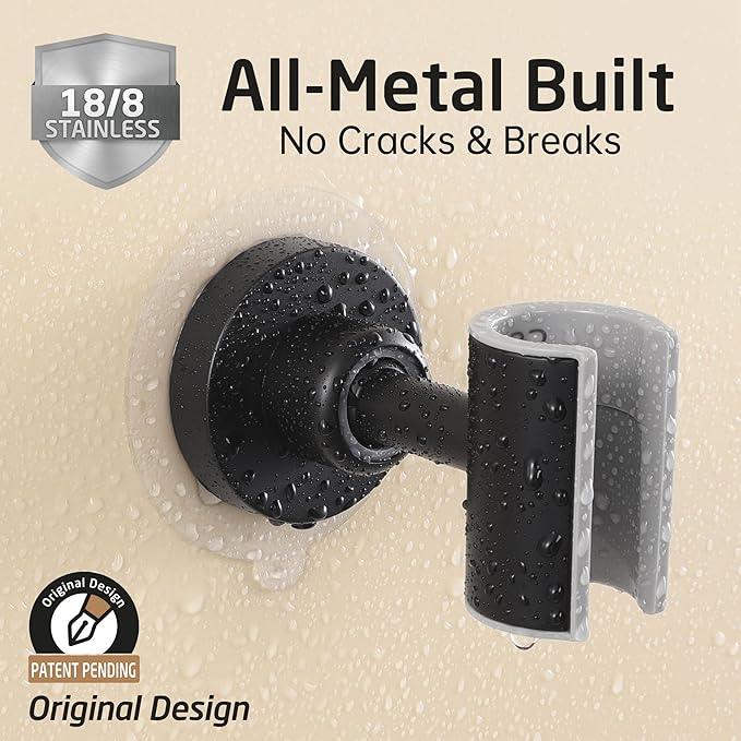 KES Upgraded Dual Size Opening Shower Head Holder, Black, 2X Strong Adhesion, 18/8 Stainless Steel, Adhesive Mount, 1 Count - ModernBath