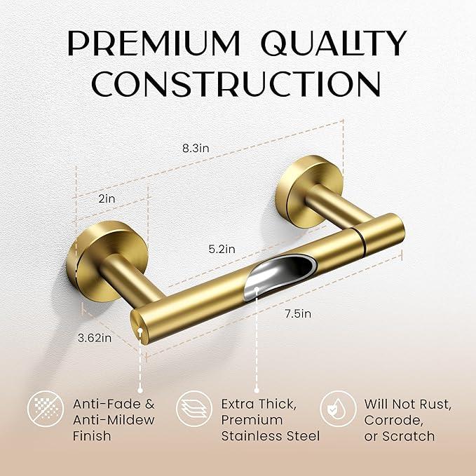 Day Moon™ Gold Toilet Paper Holder - Brushed Gold Toilet Paper Holder Wall Mount - Modern Toilet Paper Roll Holder - Gold Bathroom Toilet Paper Holder - ModernBath