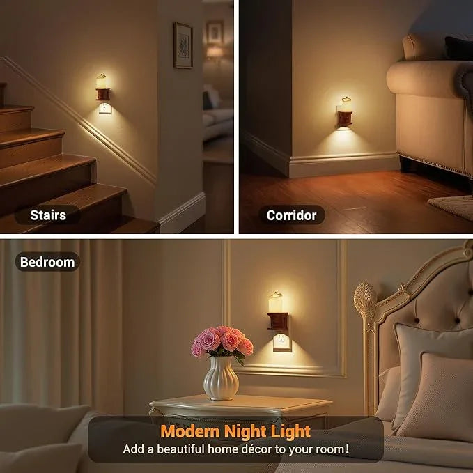 JandCase Nightlight Flameless Candle, 2 Pack Night Lights Plug into Wall, 0-100LM Dimmable Nightlight, 3000K Soft White, LED Candle Night Light with Light Sensor, for Kids Hallway Bathroom - ModernBath