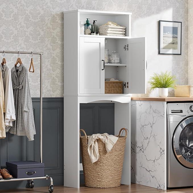 Over The Toilet Storage Cabinet, Over The Toilet Cabinet Bathroom with Adjustable Shelf and Double Door, Over The Toilet Storage for Bathroom Over The Toilet Organizer, White - ModernBath