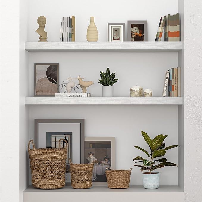 Vivelove Single Floating Shelves 36 Inches, 36 x 10 inch Deep x 1.8 in Thick, Long Floating Shelves for Bedroom, Living Room, Kitchen, Office, Shelves for Wall, Modern Home Decor, White - ModernBath
