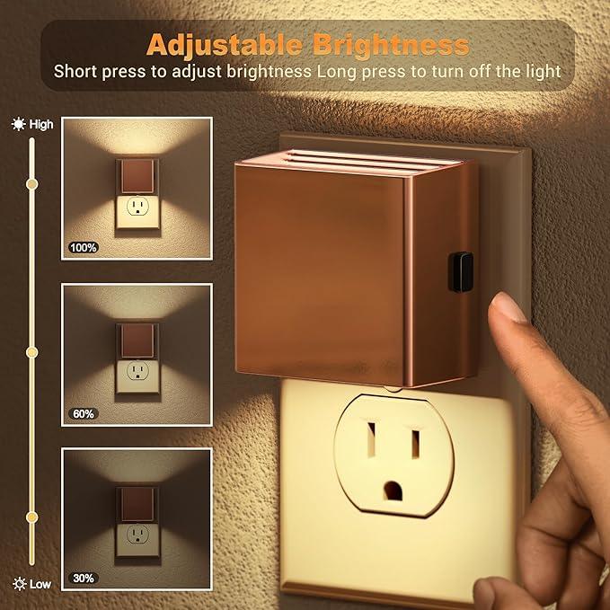 JandCase Night Light,Automatic Night Lights Plug into Wall,Dusk to Dawn,2 Pack Soft White 3000K Brightness Adjustable Nightlight for Kids Bedroom Bathroom Hallway Kitchen - ModernBath