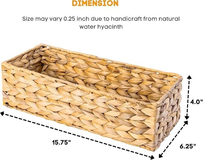 Set of 3 Wicker Toilet Paper Holders – Toilet Tank Basket, Back of Toilet Basket, Wicker Baskets for Storage and Decorative Bathroom Organization - ModernBath