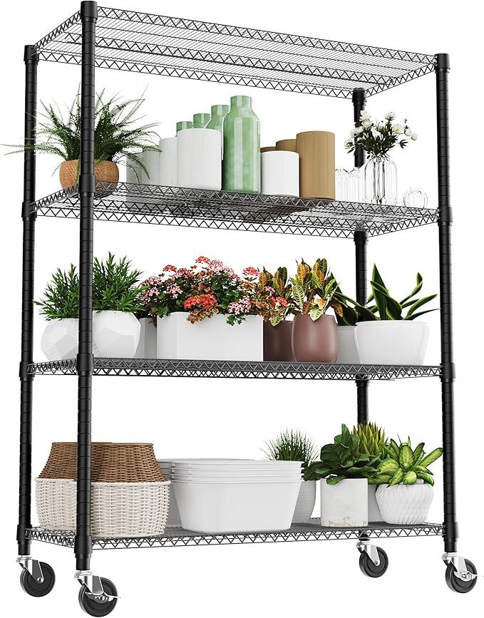 4 Tiers Shelf 2640 lbs Steel Storage Shelving Utility Shelving Unit Steel Organizer Wire Rack for Home,Kitchen,Office,Garage Black 23.6" D x 53.1" W x 73.6" H - ModernBath
