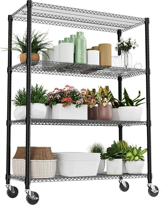 4 Tiers Shelf 2640 lbs Steel Storage Shelving Utility Shelving Unit Steel Organizer Wire Rack for Home,Kitchen,Office,Garage Black 23.6" D x 53.1" W x 73.6" H - ModernBath