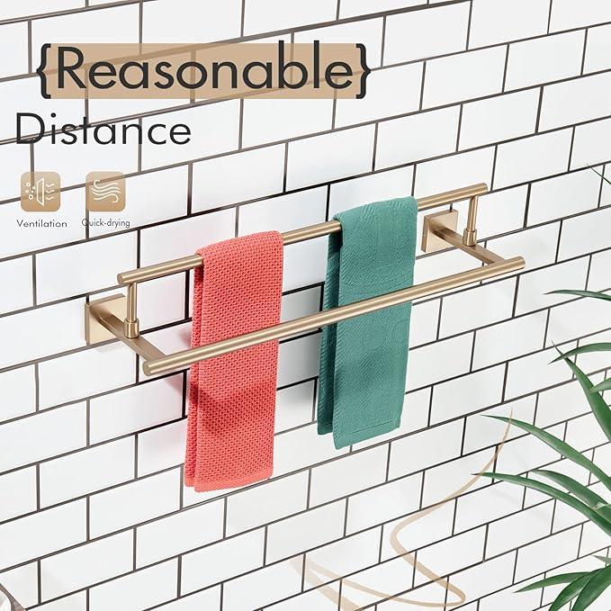 KOKOSIRI Towel Bars 24-Inch Bathroom Towel Holder Champagne Bronze Bath Towel Rails Racks Wall Mounted Stainless Steel B5009CPG-L24 - ModernBath