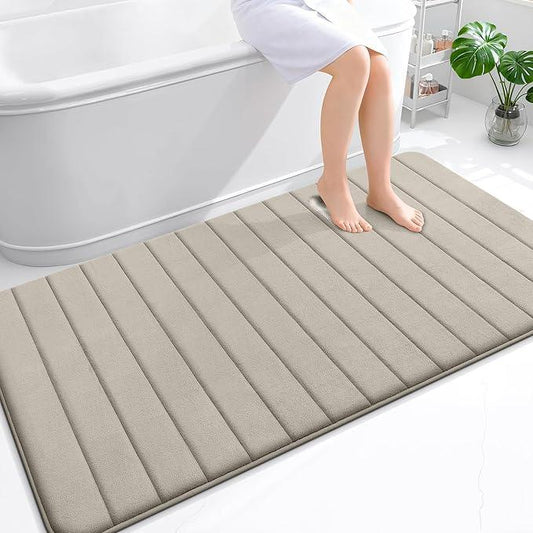 OLANLY Memory Foam Bath Mat 59x35, Super Soft Absorbent Bathroom Rugs, Quick Dry, Machine Washable Shower Floor Rugs, Bathmat Carpet, Bathroom Home Decor Accessories, Warm Taupe - ModernBath