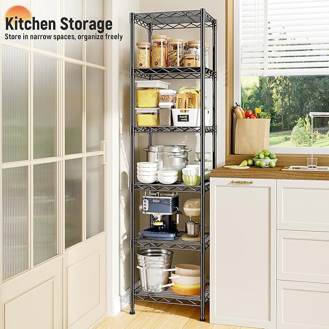 6 Wire Shelving Metal Shelves Storage Rack:Adjustable Storage Shelves Standing Shelf Units and Narrow Shelf for Laundry Bathroom Kitchen Pantry Closet Office 15.8" w*11.8" D*63" H - ModernBath