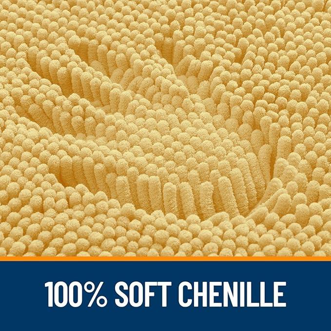 OLANLY Bathroom Rugs 70x46, Extra Soft Absorbent Chenille Bath Rugs, Rubber Backing Quick Dry, Machine Washable Bath Mats for Bathroom Floor, Tub and Shower, Home Decor Accessories, Yellow - ModernBath