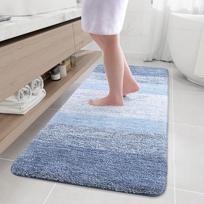 Arotive Microfiber Bathroom Rugs, Shaggy Soft and Absorbent Bath Rug, Non-Slip, Thick Plush Machine Washable Dry Bath Mats for Bathroom, Tub and Shower, 59x24, Light Blue, Rectangular - ModernBath
