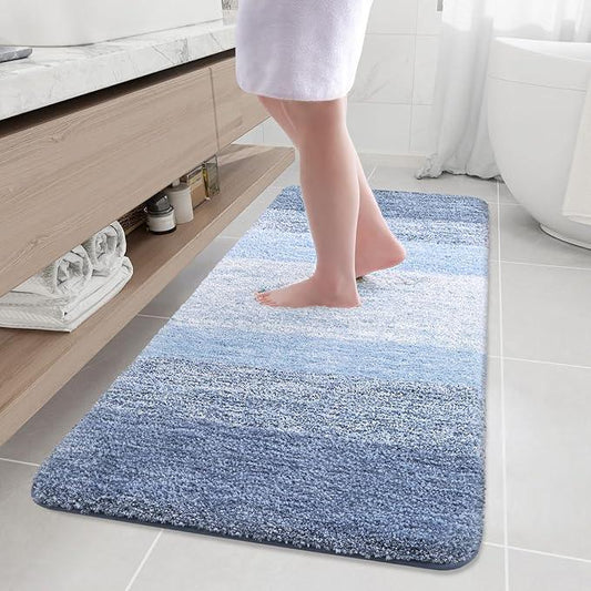 Arotive Microfiber Bathroom Rugs, Shaggy Soft and Absorbent Bath Rug, Non-Slip, Thick Plush Machine Washable Dry Bath Mats for Bathroom, Tub and Shower, 59x24, Light Blue, Rectangular - ModernBath