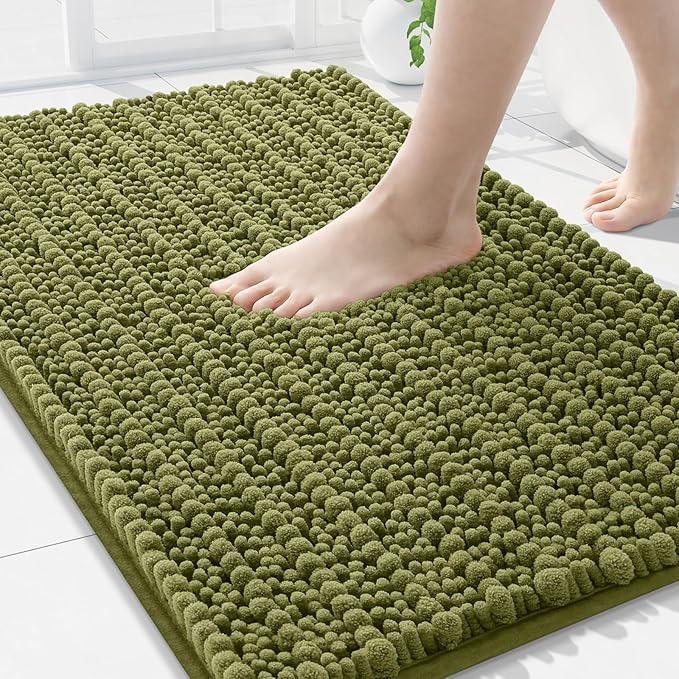 Arotive Luxury Chenille Bathroom Rug Mat, Extra Soft Thick Absorbent Shaggy Bath Rugs, Non-Slip Machine Wash Dry, Plush Bath Mats for Bathroom, Shower and Tub, 30x20, Willow Green - ModernBath