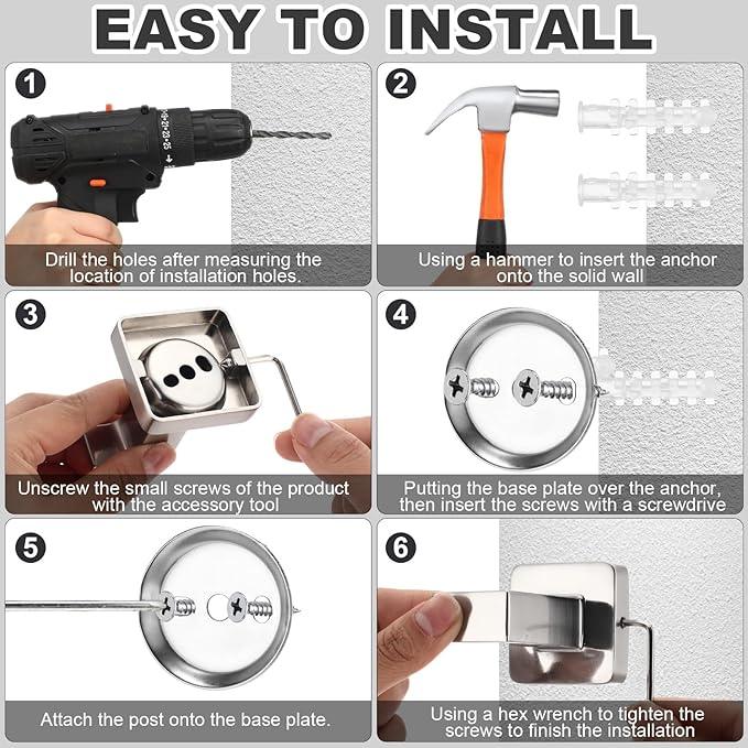 Gisafai 15 Pcs Bathroom Hardware Set, Towel Bar Set Stainless Steel Bathroom Accessories 23.6/16 Inches Towel Bar Ring Robe Hooks Toilet Paper Holder Wall Mounted (Silver) - ModernBath