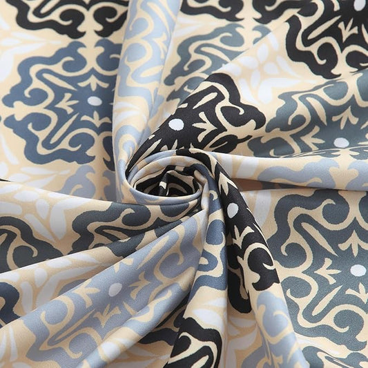 BESTRIPES Fabric Shower Curtain 78 Inches Long, Black Beige Grey Boho Medallion Print Shower Curtains for Bathroom, 72" W x 78" H