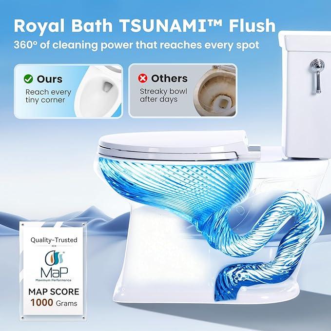 17" ADA Comfort Height Toilets With Soft Close, 14" Wide Bowl Two Piece Toilets for Bathrooms Tall Height, 1.28 GPF Single Power Flush Toilet with Jet Flush, Nano Self Cleaning Toilet, 12" Rough In - ModernBath