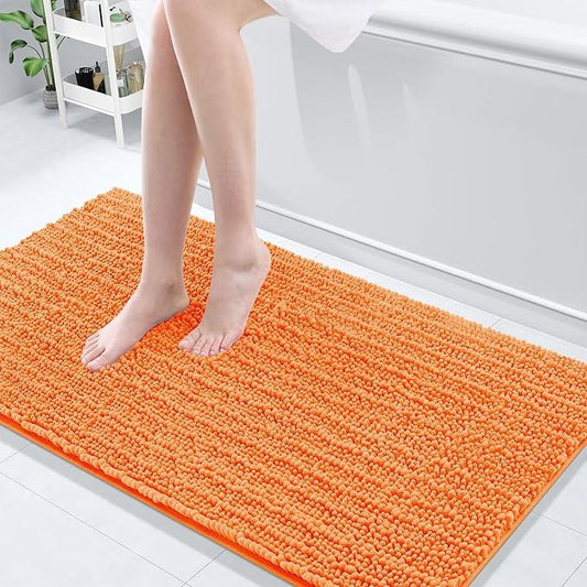 Arotive Luxury Chenille Bathroom Rug Mat, Extra Soft Thick Absorbent Shaggy Bath Rugs, Non-Slip Machine Wash Dry, Plush Bath Mats for Bathroom, Shower and Tub, 54x24, Orange - ModernBath