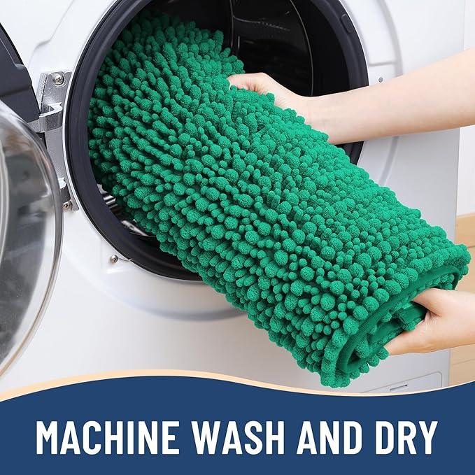 Arotive Luxury Chenille Bathroom Rug Mat, Extra Soft Thick Absorbent Shaggy Bath Rugs, Non-Slip Machine Wash Dry, Plush Bath Mats for Bathroom, Shower and Tub, 36x24, Emerald - ModernBath
