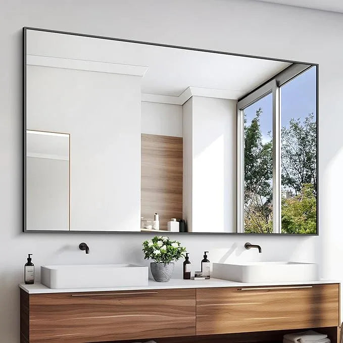 KOCUUY Black Bathroom Mirrors for Wall, 60x36 Large Rectangle Mirrors for Bathroom Sink, Oversized Wall Mirror Black Metal Framed Decor for Living Room, Farmhouse, Entryway, Hang Horizontal/Vertical - ModernBath