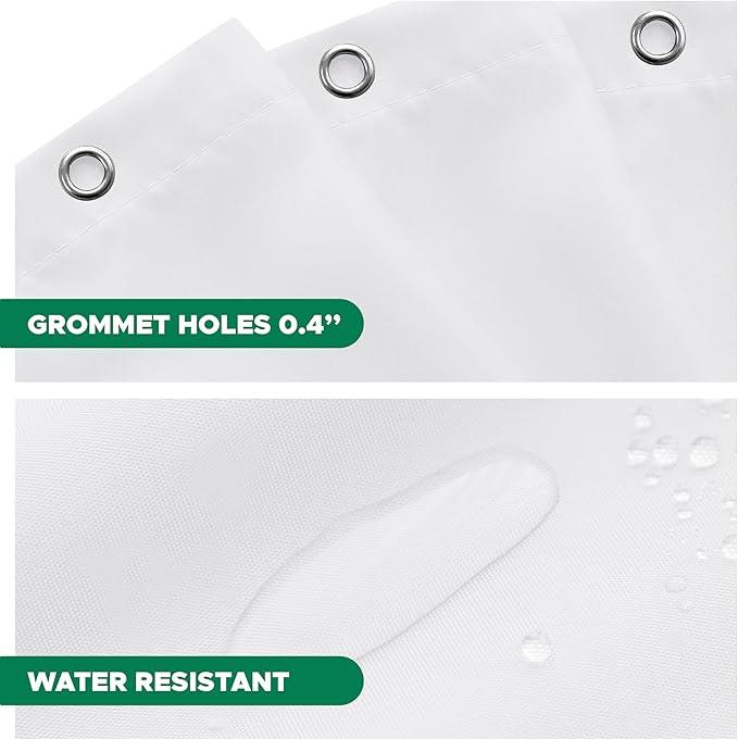 Biscaynebay Fabric Extra Long Shower Curtain Liners, White 72" Width by 108" Length, Water Resistant Bathroom Curtains, Rust Resistant Grommets Top Weighted Bottom Machine Washable - ModernBath