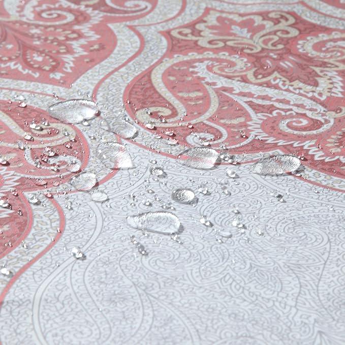BESTRIPES 90 Inch Paisley Shower Curtain, Extra Long Water Repellent Fabric with Terracotta & Gray Bohemian Print, 12 Metal Grommets & Weighted Hem, 72x90 Inches - ModernBath