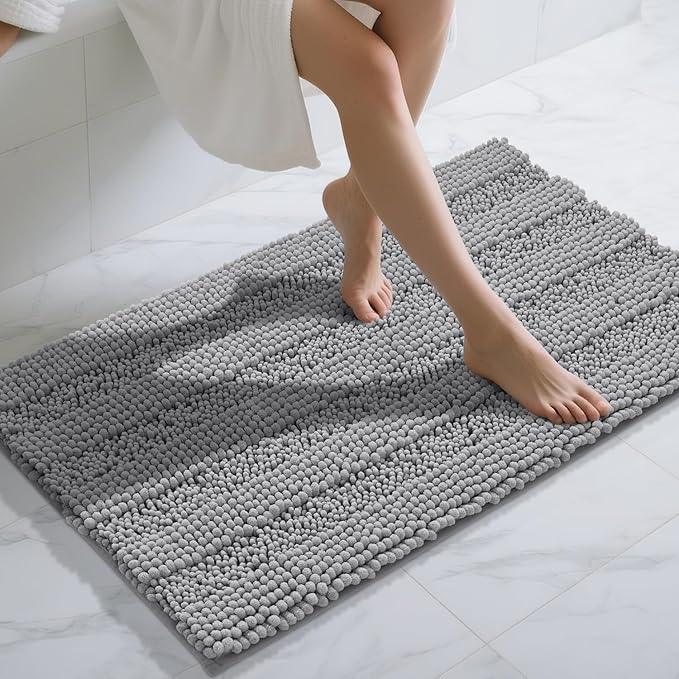 Yimobra Bathroom Rug Mat 44 x 24, Non Slip and Super Absorbent Bath Mat,Machine Washable Quick Dry,Ultra Plush Chenille Shower Rugs for Bathroom Floor Sink Tub and Shower Outside,Gray - ModernBath