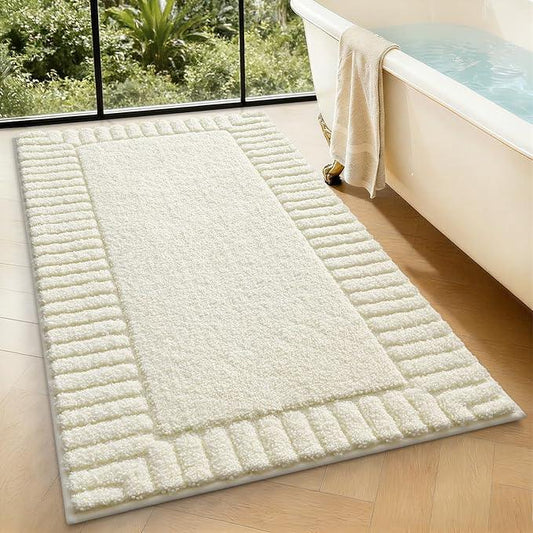 LUMI Bathroom Rugs Non Slip with Rubber Backing, Extra Soft Plush Microfiber Bath Rug Absorbent, Machine Washable Bath Mat Quick Dry for Tub, Shower, Ivory White, 24"x43" - ModernBath
