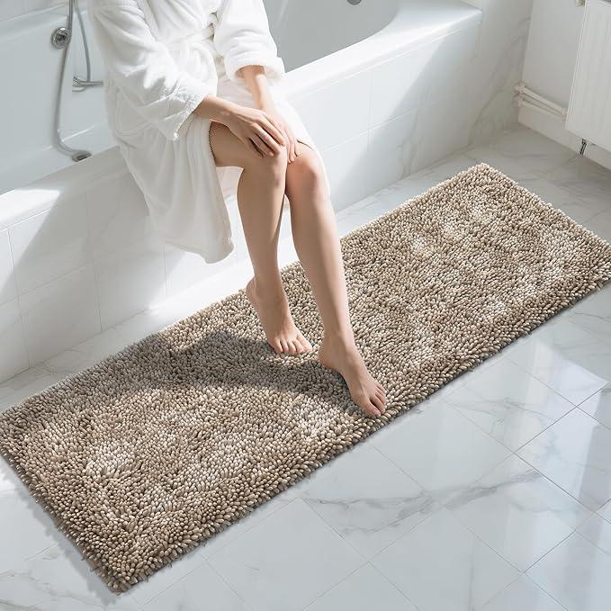 Yimobra Long Bathroom Rugs Runner 70x24 Inch, Extra Thick Soft Absorbent Chenille Bath Mat, Non Slip Machine Washable, Quick Dry Bath Rugs for Bathroom Floor, Tub and Shower, Camel - ModernBath