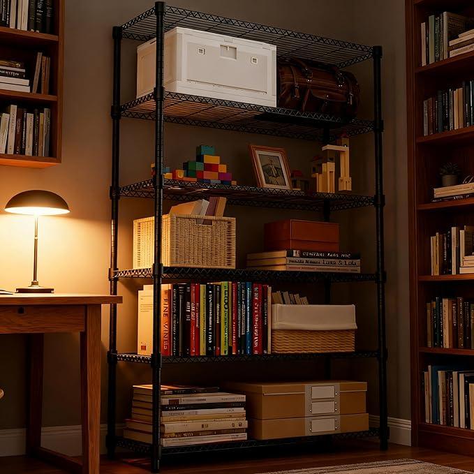 6 Tiers Shelf 2100 lbs Steel Storage Shelving Utility Shelving Unit Steel Organizer Wire Rack for Home,Kitchen,Office,Garage Black 17.7" D x 47.2" W x 82.4" H - ModernBath