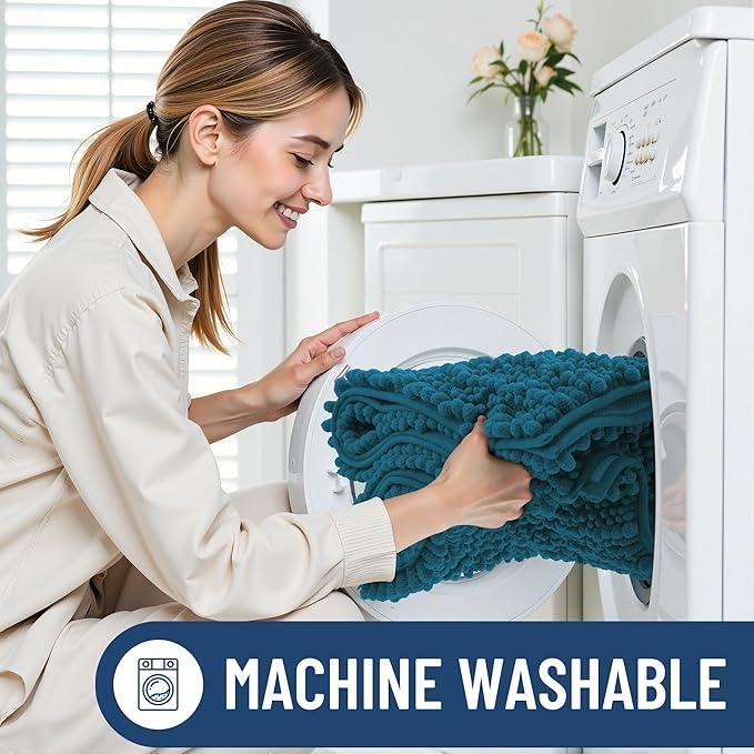 Smiry Bathroom Rugs Mat 24x16, Extra Soft Absorbent Chenille Bath Rugs, Non Slip Rubber Backing Machine Washable Quick Dry Bath Mats for Bathroom Floor, Tub, Shower, Home Accessories, Peacock Blue - ModernBath