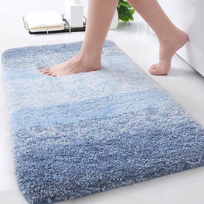 Arotive Microfiber Bathroom Rugs, Shaggy Soft and Absorbent Bath Rug, Non-Slip, Thick Plush Machine Washable Dry Bath Mats for Bathroom, Tub and Shower, 30x20, Light Blue, Rectangular - ModernBath
