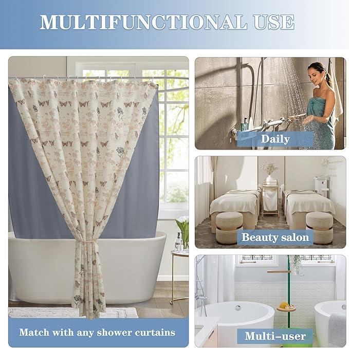 Nasitos Fabric Grey Shower Curtain Liners 4 Pack - W72 x H72 - Washable & Water Resistant Cloth Shower Liner for Bathtub, Soft Hotel Quality, Standard Size (Include 8 Separate Magnets) - ModernBath