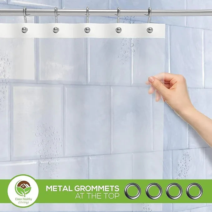 Clean Healthy Living Premium PEVA Clear Shower Curtain Liner with Magnets & Suction Cups - 70 X 71 in. Long - ModernBath