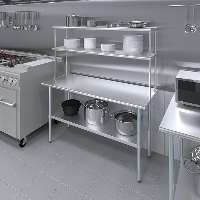 AmGood Double OverShelf Stainless Steel NSF - Many (60" Long x 14" Deep) - ModernBath