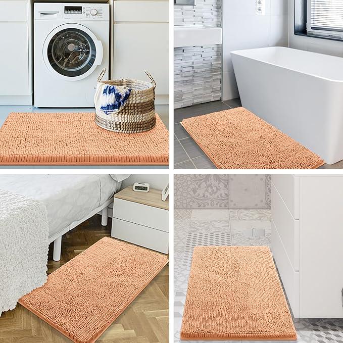 Smiry Luxury Chenille Bathroom Rugs 30x20, Extra Soft and Absorbent Shaggy Bath Mat, Machine Washable, Non-Slip Plush Carpet Runner for Tub, Shower, and Floor, Home Decor Accessories, Lake Blue - ModernBath